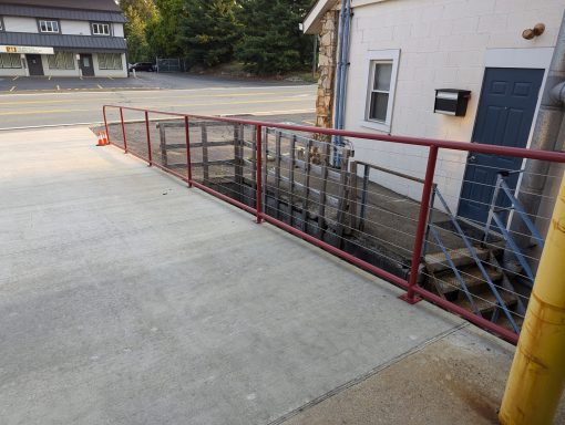 ADA Compliant Pipe Guardrail with Stainless Steel Cables