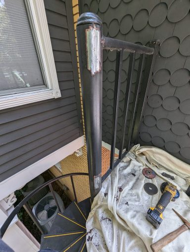Gate installation on spiral staircase